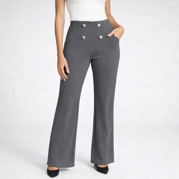 BetaBrand Atlantic Dress Pant Yoga Pants Sailor Wide Leg Gray S - Picture 1 of 5